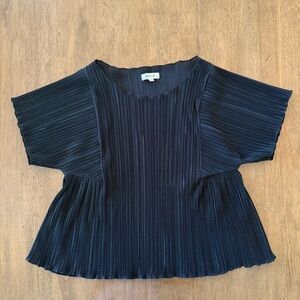 Madewell Micro Pleated Plisse Swing Top, Black, Size S